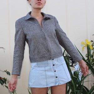 LARRY LEVINE Designer Grey Tethered Zip Up Jacket